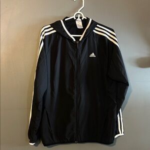 Adidas Men's Black and White Windbreaker